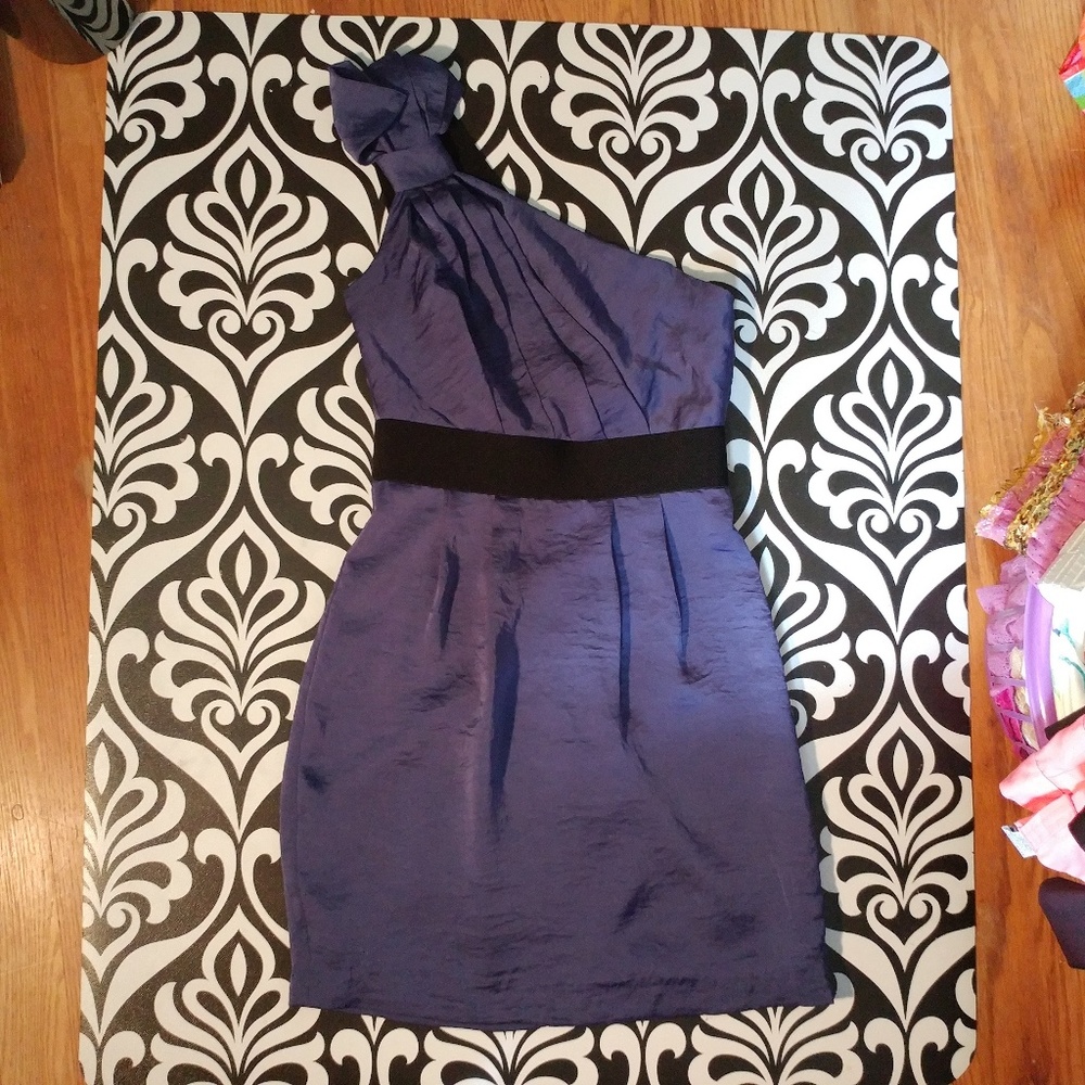 BCBGeneration One-Shoulder Short Dress, Indigo, 0